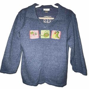 Christopher Banks Spring Sweater Lot Of‎ 2 Wmns Sz Med Cotton Blend Garden